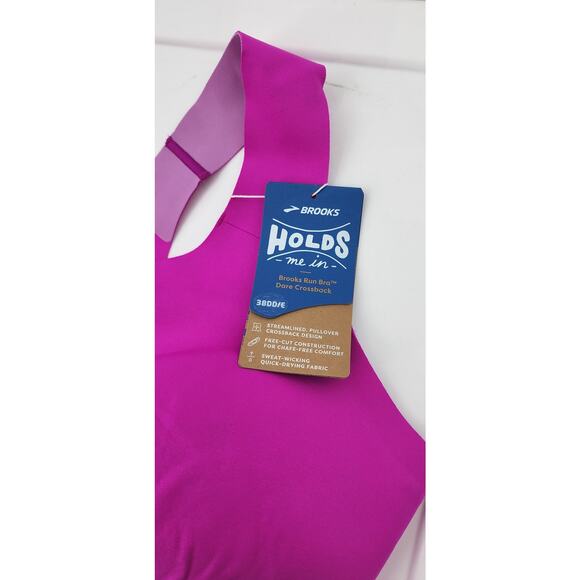 New NWT Brooks Run Bra Dare Crossback Magenta 38DD/E Sports Bra - Picture 5 of 7